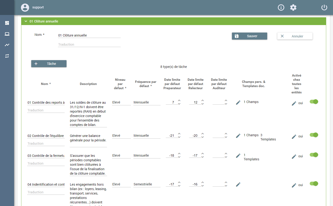 assign Definir les taches de cloture